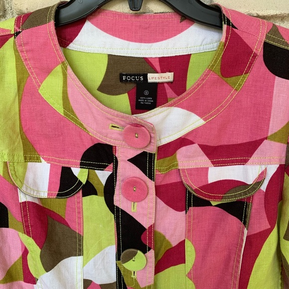 Linen multi color jacket With matching material buttons - Picture 2 of 5